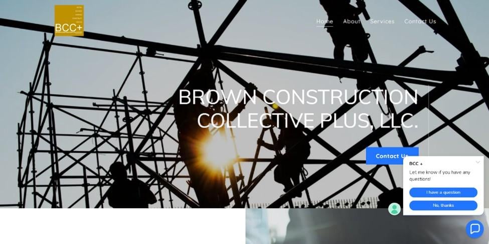 Best construction company website designs, example from Brown Construction Collective